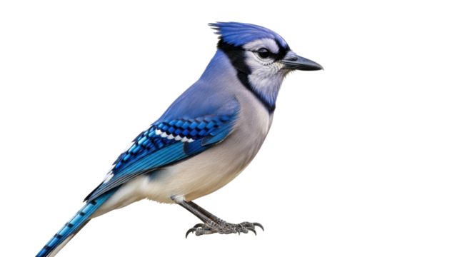 Isolated Blue Jay perched in natural daylight a common North American passerine bird species