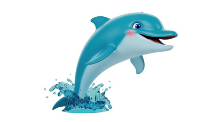 Isolated Cute Dolphin Leaping from Water, Aquatic Mammal Smiling, Toy Animal Mascot