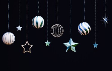 3D素材_クリスマスオーナメント_青