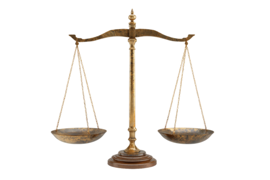 Judicial balance scales isolated on transparent background - Powered by Adobe