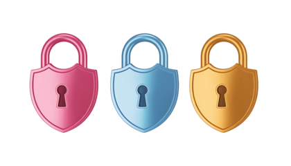 Colorful 3D Padlocks Security and Protection Icons 
