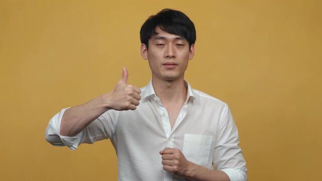 Men's thumb-up action