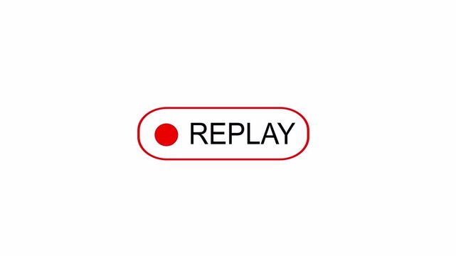 Replay button animation with white background, Replay icon Animation video for Live Streamers, action replay Animation icon and button with whit ebackground.
