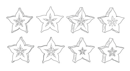 Eight stylized star outlines with intricate floral designs inside