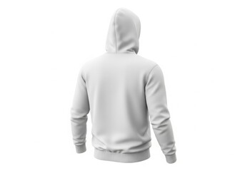 Back view of a white hooded sweatshirt isolated on white background