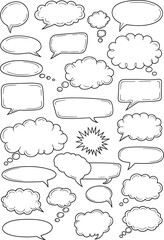 Fototapeta premium Collection of Hand Drawn Speech Bubbles and Thought Clouds for Communication and Dialogue