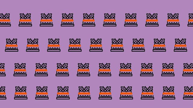 Pattern of Tiki Masks on a Purple Background.