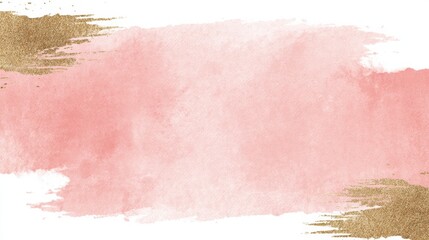 Elegant Blush Pink Watercolor Wash With Gold Glitter Brush Strokes for Personalized Greeting Text