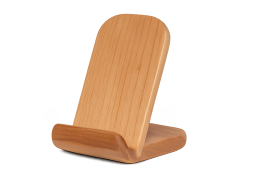 Minimalist wooden smartphone and tablet stand offering elegant desktop organization - Powered by Adobe