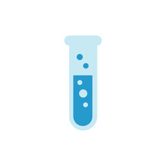 Test Tube with Blue Liquid Flat Icon - Science Laboratory Vector