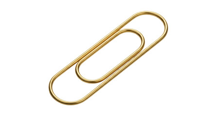 Isolated gold paper clip lies on surface, office paperwork and document management tool