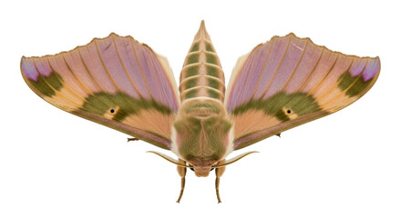 Isolated Lime Hawkmoth, moth in resting position displaying camouflage coloring patterns © Natalia