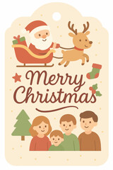Fototapeta premium Merry christmas card for children cute and simple vector art for xmas