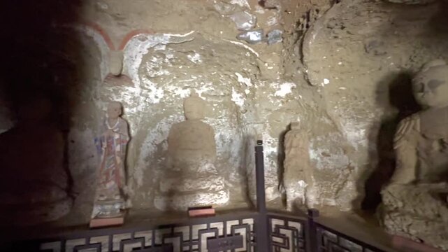 The Wanfotang Grottoes from the Northern Wei Dynasty, in Liaoning Province， China