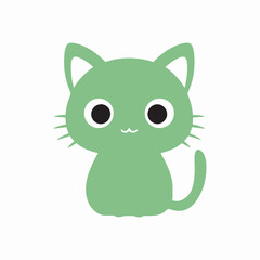 Cartoon cat vector logo design, Cute cat silhouette, modern creative logo, half off moon, minimalist, vector illustration, flat design, cut out vector icon, black cat with big eyes, simple design, 