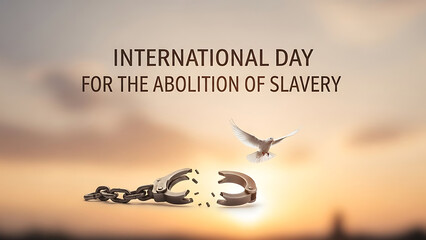 International day for the abolition of slavery with dove and broken shackles 4K and HD image