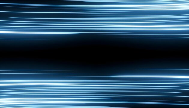 Abstract Blue Fiber Optic Light Speed Background with Central Copy Space for 5G and 6G Communication
