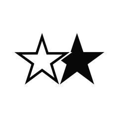 Fototapeta premium Two stars, one filled and one outlined, against a white background.