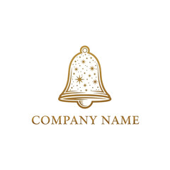 Elegant Golden Bell with Starry Pattern and Company Name.