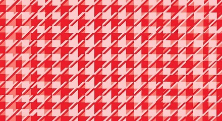 Red and white houndstooth pattern background, classic textile design illustration