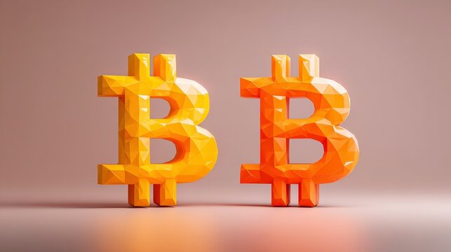 Golden Bitcoin symbol in soft warm lighting, premium 3D crypto illustration representing digital currency, blockchain finance, investment growth and modern fintech economy