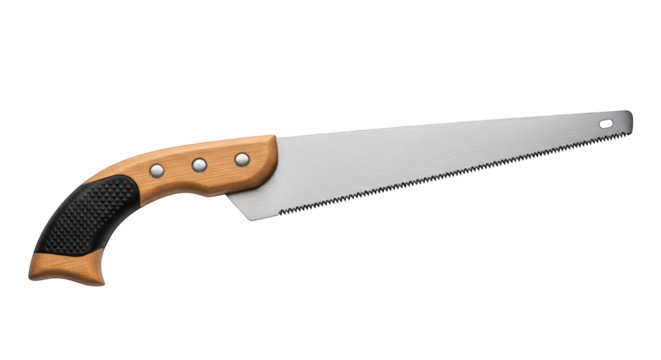 Sharp handsaw for woodworking isolated on transparent background