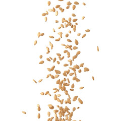 Delicious pumpkin seeds gracefully falling, perfect for healthy recipes, snack promotions, and autumn harvest themes, adding natural goodness to your designs