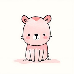 Fototapeta premium Cute Pink Bear Illustration