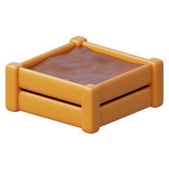 3d wooden crate is filled with soil for easy gardening and soil management