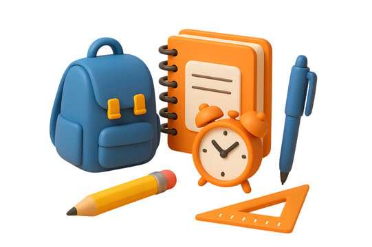 Back to school supplies vector illustration set