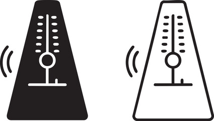 Two metronome silhouettes showing tempo measurement isolated on transparent background