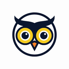 A stylized owl icon featuring large yellow eyes and a dark silhouette