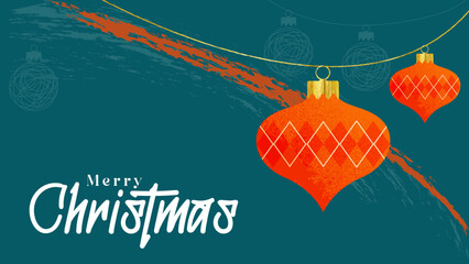 Xmas template banner design with Christmas ball vector illustration, Merry Christmas and happy new year background for website banner, social media post, Christmas greeting card
