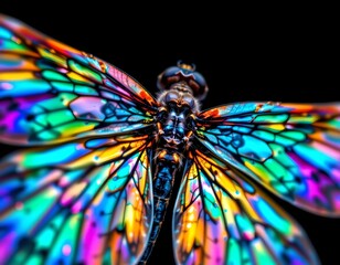Iridescent Dragonfly Wings Stunning Macro Detail
