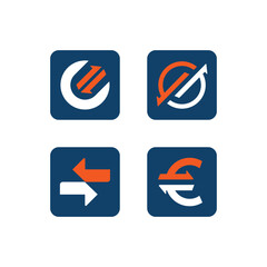 Currency modern logo concept for app, money conversion or currency exchange concept