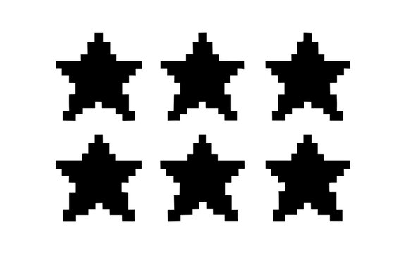 Classic pixel art black stars pattern in 8-bit style
