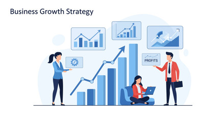 Business Growth Strategy with Upward Trends and Professionals.