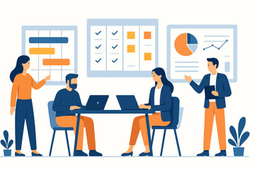 Obraz premium Business Meeting with Data Analysis and Planning.