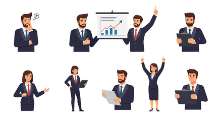 Fototapeta premium Collection of Business People in Various Poses and Actions.