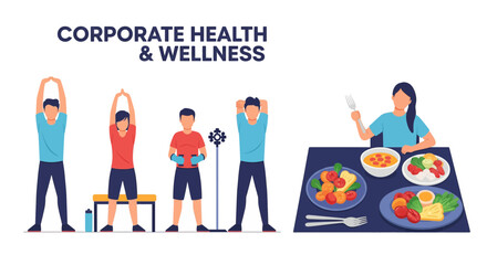 Corporate Health and Wellness Program Illustration.