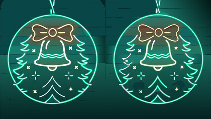 Festive neon Christmas bell ornament shines brightly, bringing holiday cheer and a touch of whimsical vintage charm