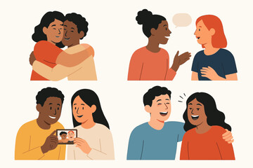 Fototapeta premium Diverse friends sharing happy moments and connection.