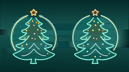 Festive neon Christmas trees glow with holiday cheer, perfect for seasonal designs and joyful winter celebrations