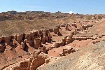 View of the Valley of Castles in Charyn Canyon National Park. Kazakhstan. Asia.