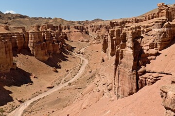 View of the Valley of Castles in Charyn Canyon National Park. Kazakhstan. Asia.