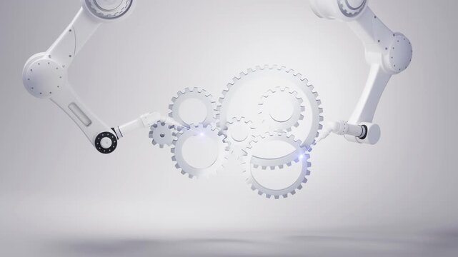 Mechanical arm with white background, 3d rendering 4k