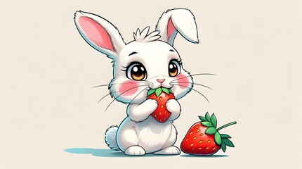 A bright and adorable chibi bunny with large shining eyes and a petite nose