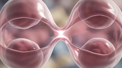 Cell Division or Fusion Under Microscope, Cellular Process, Bright Light