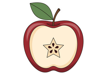 Apple Slice with Star Core Illustration