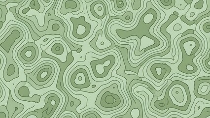 A green topographic map with wavy lines showing elevation levels in a vector format.